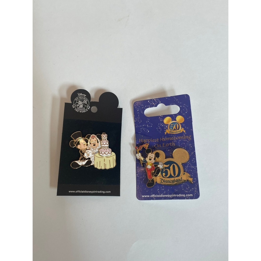 Disney Pin Lot Mickey Minnie Wedding Cake & Disneyland 50th Anniversary Pins NWT